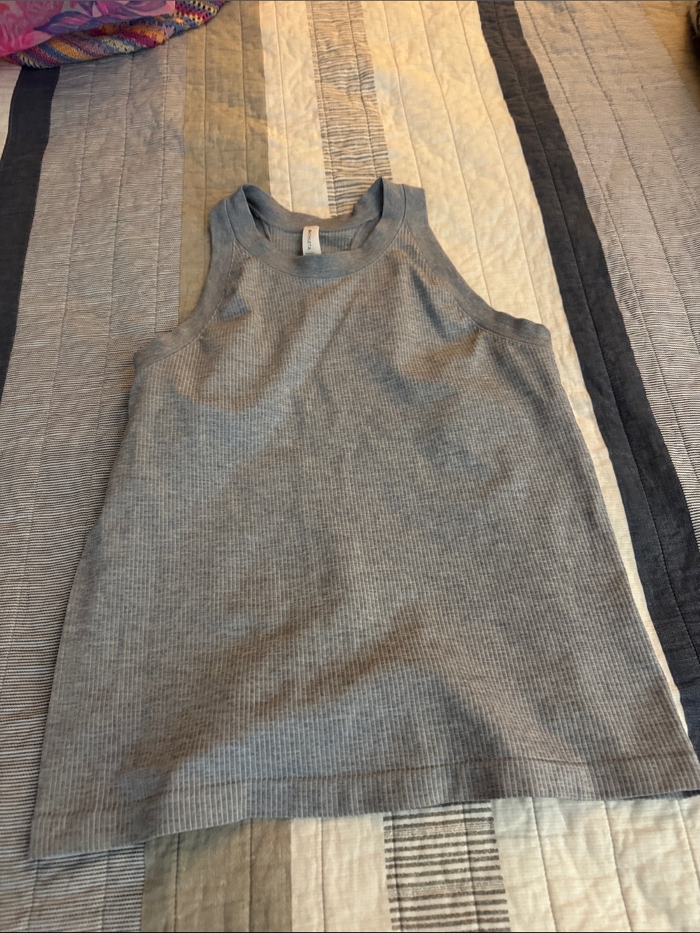 Women’s Ribbed Tank Top - Dark blue, Gray, White, Fuchsia - Picture 4 of 7